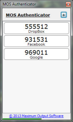 MOS Authenticator Screenshot